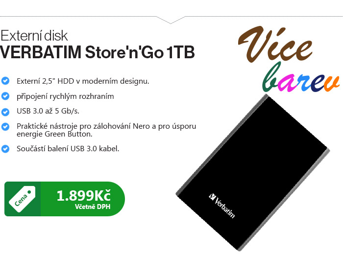 Externí disk VERBATIM Store'n'Go 1TB, Black
