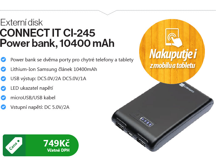 Powerbanka CONNECT IT CI-245 Power bank, 10400 mAh