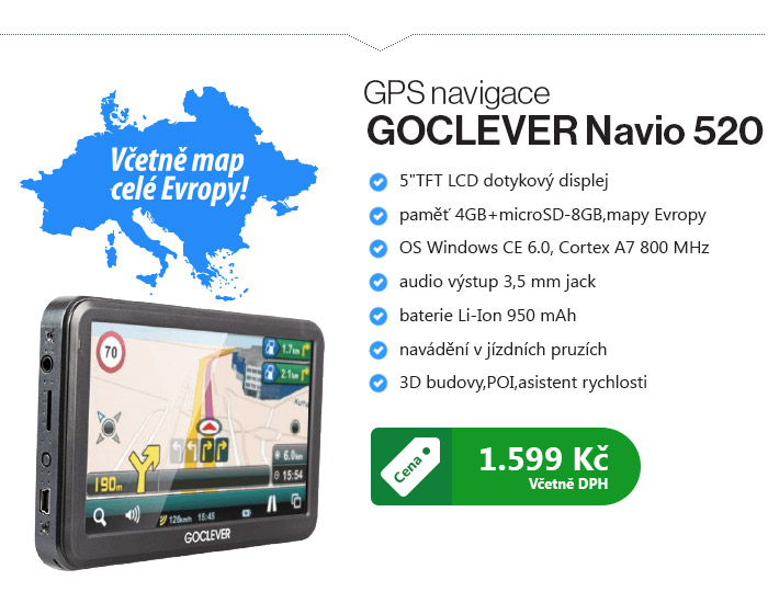 GPS navigace GOCLEVER Navio 520, mapy EU